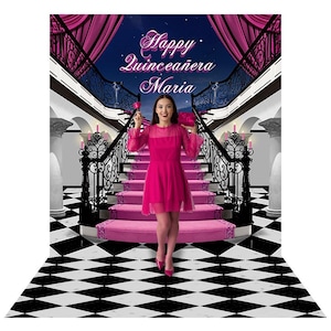 Quinceañera Photo Backdrop, Quince Años Birthday Backdrop, Dance Party Custom Party Decor, Fiesta de Quinceañera