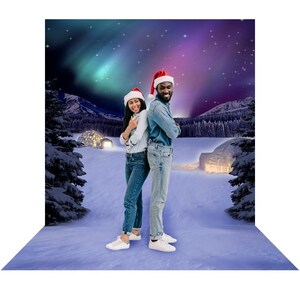 Nordlichter Urlaub Dekor Foto Hintergrund, Iglus Winter Schnee Hintergrund, Schnee an Weihnachten & Silvester Party Dekor