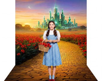 Emerald City Backdrop, Wizard of Oz Decor, Fabric Photo Background