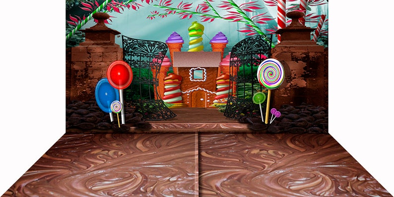 Children/'s Backdrop Wonka Birthday Backdrop Gingerbread House Photo Backdrop Child Birthday Party Backdrop Chocolate Factory