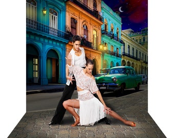 Havana Street Backdrop, Cuban Photo Backdrop, City Street Backdrop, Cuba, Wedding Photo Booth Backdrop