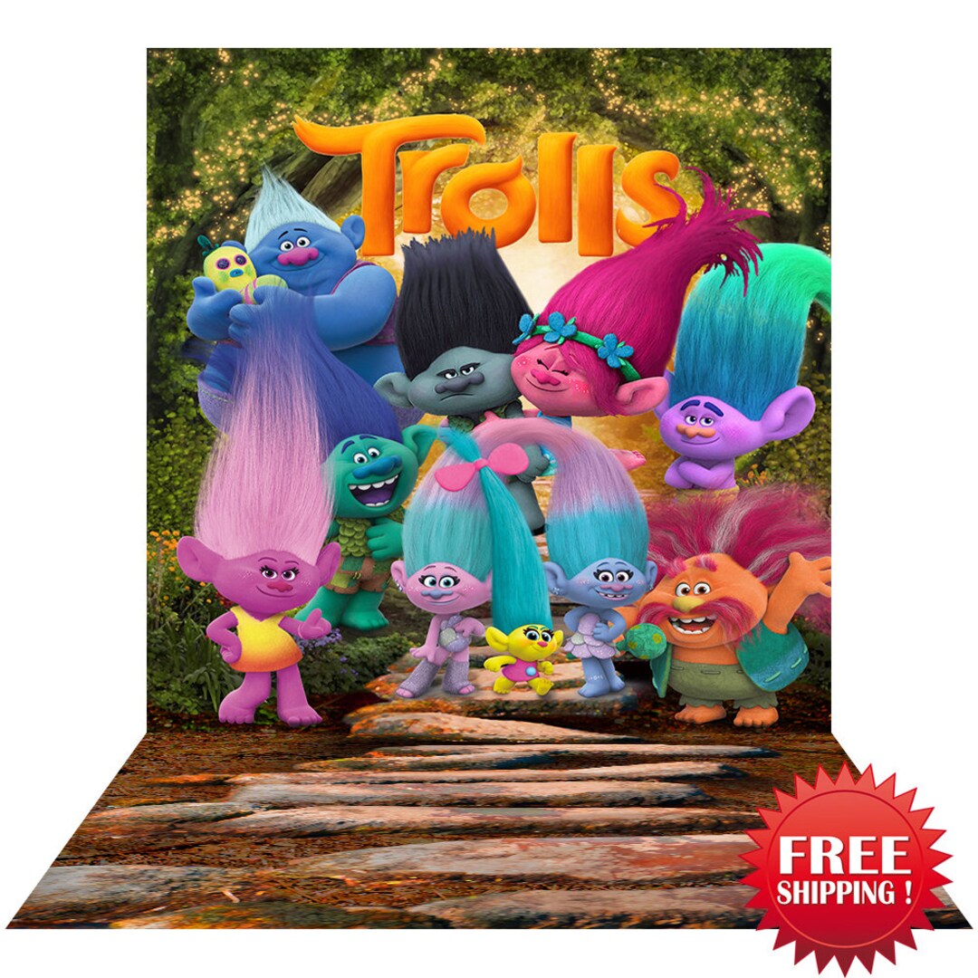 Toile De Fond Trolls Colorée Pour Fête D'Anniversaire - Décoration Photo Portable Et Durable