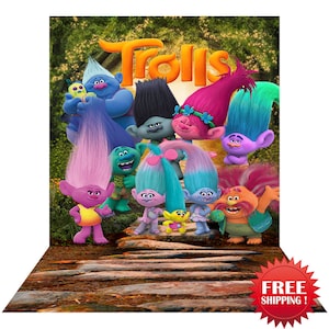Trolls Party Decor, Troll Dolls Birthday Backdrop, Trollstice, Birthday Party Photo Backdrop, Bergens, Photo Booth Prop