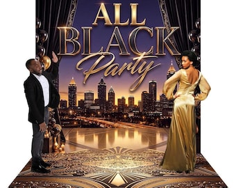 All Black Party Backdrop, Fabric Event Decor