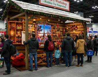 Christmas Gifts Store Backdrop Santa's Toy Store Window Xmas Tree Winter Kids Portrait Photography Background R Photo Studio
