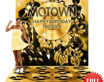 Motown Gold Event Backdrop Banner: 1960s Music Party Decoration