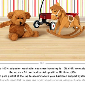 PLAYTIME Backdrop - Birthday - Preschool - Toys - Baby Photos - Teddy Bear - Rocking Horse - Radio Flyer - Children&#39;s - Photo Backdrop