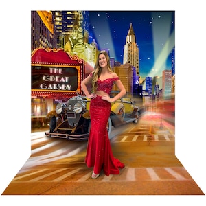 Gatsby Era Backdrop, Roaring 20&#39;s City Vintage Flapper Banner, Photo Booth Background for Party, Wedding, Prom, Birthday, Custom