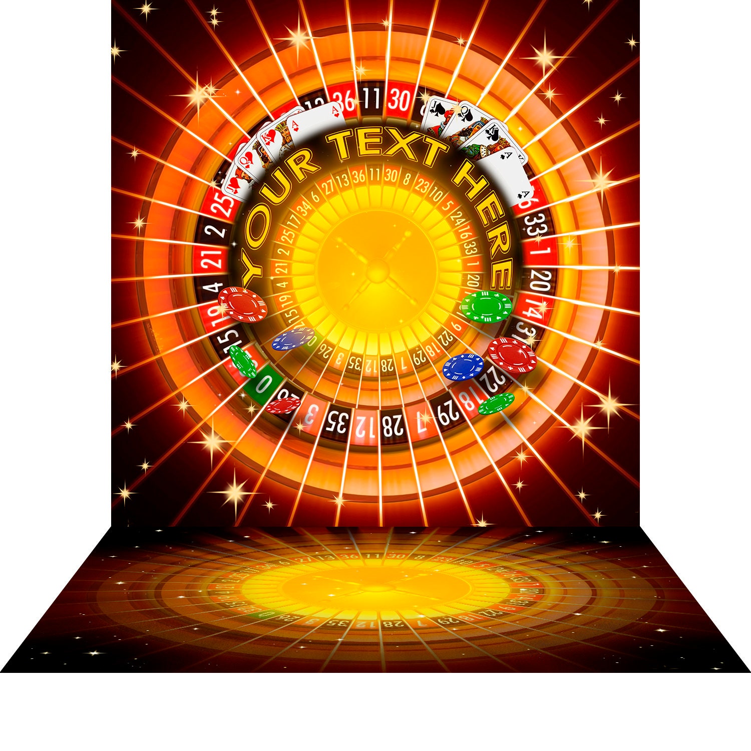 Casino Night Glitter Golden And Red Circle Backdrop
