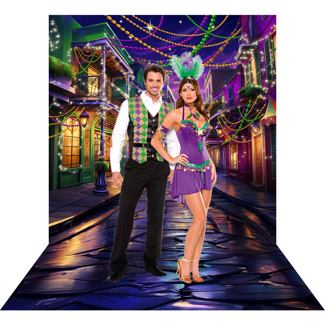 ZTHMOE Fotohintergrund Mardi Gras Karneval - 243,8 X 152,4 Cm, Polyester, Für Partyfotos & Dekoration