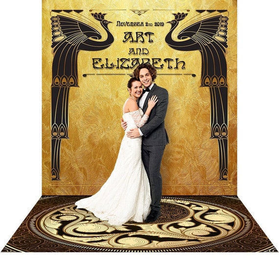 Art Nouveau Wedding Backdrop Gold Black Decor Bridal Etsy