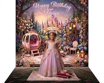 Little Princess Stage Backdrop, Personalized, Kids' Fabric Photo Background