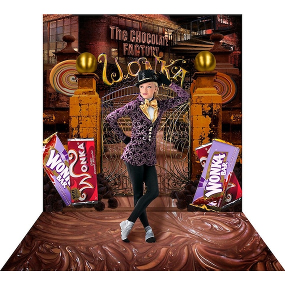 Fábrica de chocolate Willy Wonka, barras de chocolate, decoración
