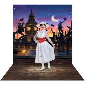 Photo Booth Backdrop, Mary Poppins Rooftop Polyester Photography