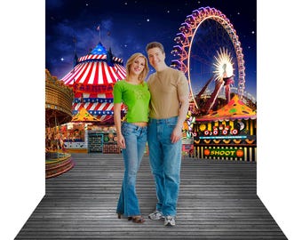 Buy Amusement Park Backdrop, Fabric Photo Background, Carnival