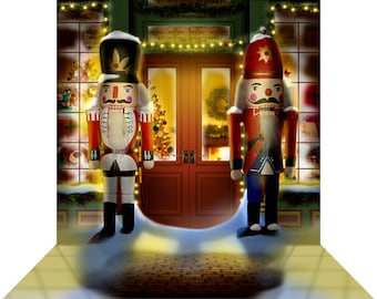 Nutcracker Store Photo Backdrop,  Christmas Toy Store, Party Photography Banner