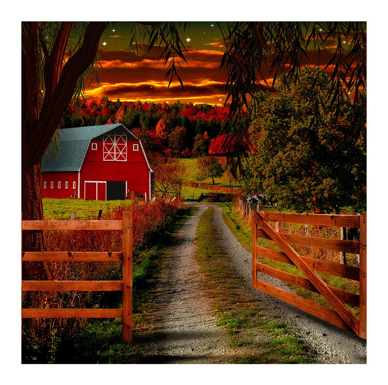 Country Barn Red Barn Dance Barn Backdrop Harvest Fall Etsy UK