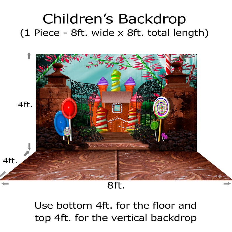 Children/'s Backdrop Wonka Birthday Backdrop Gingerbread House Photo Backdrop Child Birthday Party Backdrop Chocolate Factory