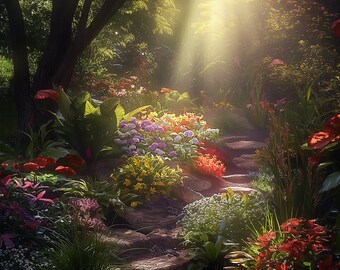 Fondo de fotografía con camino de jardín encantado, escondite