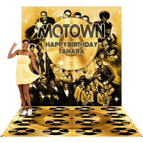Motown Gold Event telón de fondo Banner, discoteca cumpleaños Banner y TV telón de fondo por AlbaBackgrounds