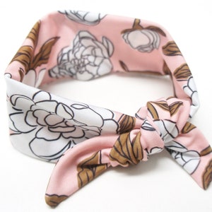 Headband - Baby/Toddler/Kids/Adult Top Knot Headband, Peonies in pink, floral