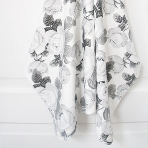 blanket -  floral Organic Cotton baby blanket / swaddle, monochrome, black and white floral, new baby, newborn