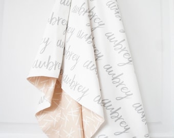 Personalized Organic Cotton Baby Blanket – Reversible Name Blanket