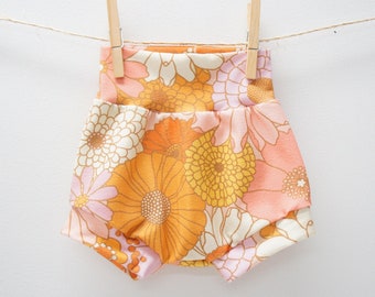 Shorties - Baby/Toddler Cotton Spandex Shorties, retro flowers, boho floral, 70s