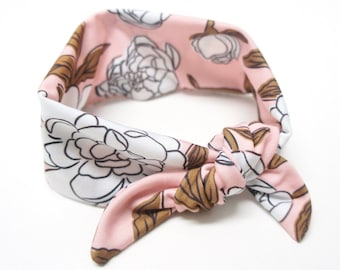 Headband - Baby/Toddler/Kids/Adult Top Knot Headband, Peonies in pink, floral