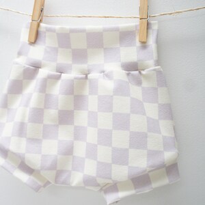 Shorties Baby/Toddler Cotton Spandex Shorties, boho check in lavender, summer, shorts, BUMMIES image 2