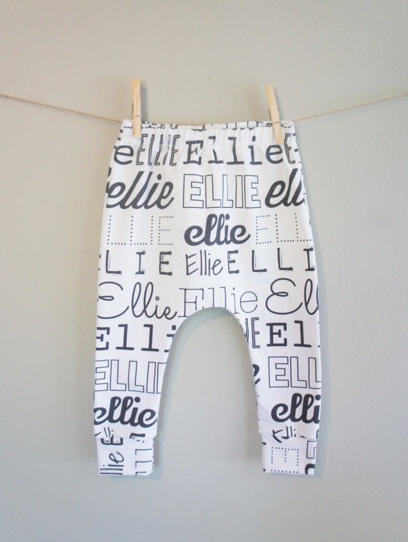 Personalized Leggings Unisex Baby/Toddler/Kids Custom name leggings/harem pants, PERSONALIZED, made to order image 4