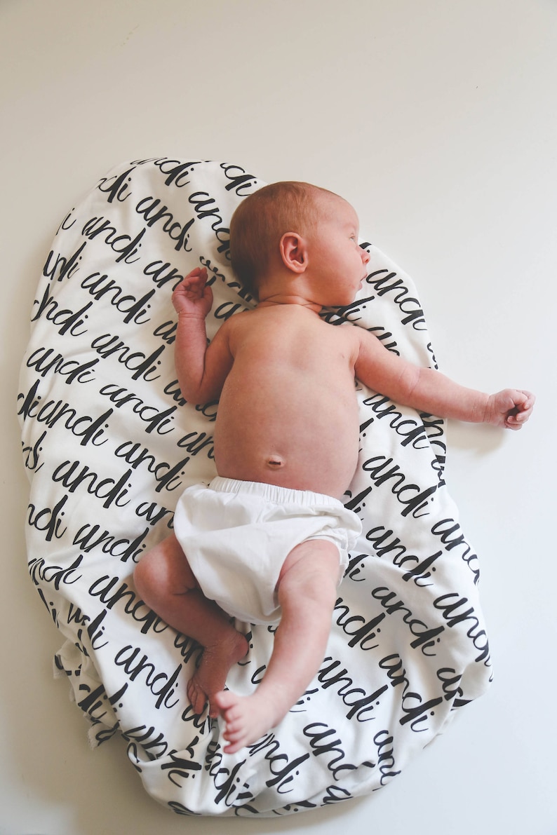 Blanket Personalized Organic Cotton Name Blanket, made to order, any name available, black and white, kids room, nursery, swaddle, newborn image 3