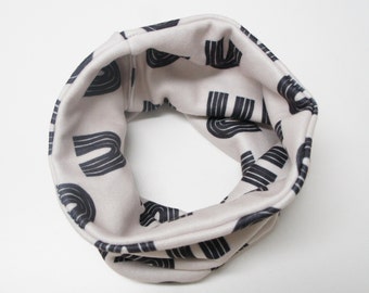 cowl - kids/baby/adult fleece infinity scarf, mod rainbows in black and grey, monochrome