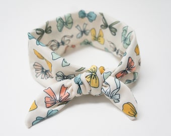 Hoofdband met strikprint en knoop - zachte jersey, baby tot volwassene
