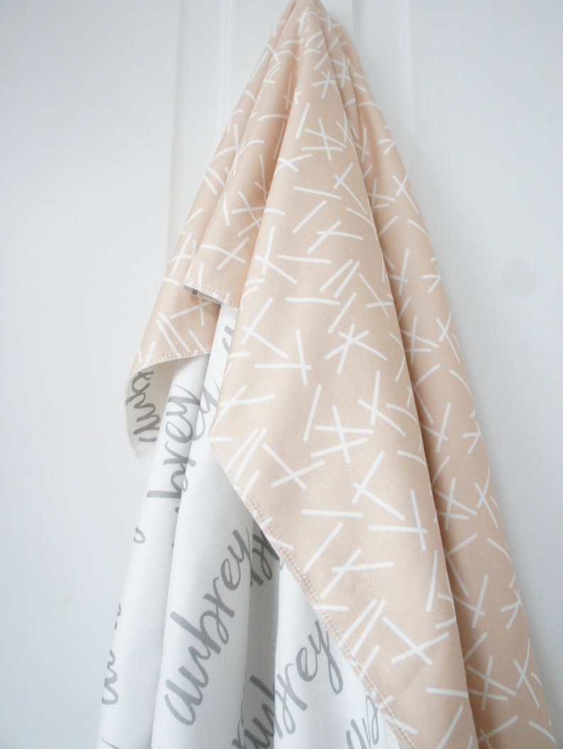 Blanket Personalized Reversible Organic Cotton Name Blanket Etsy