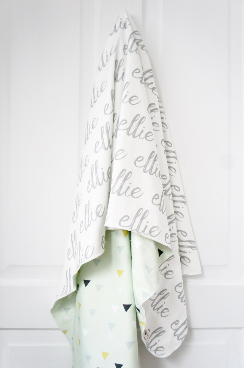 Blanket Personalized Reversible Organic Cotton Name Blanket Etsy