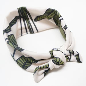 Headband - Baby/Toddler/Kids/Adult Top Knot Headband ANNA Print, green banana leaves on off white, tropical, palms