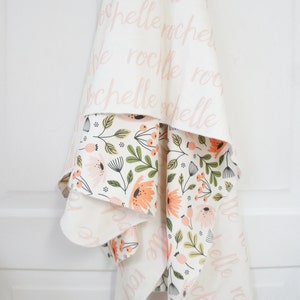 Blanket - Personalized Reversible Organic Cotton Name Blanket, made to order, any name available, DITSY floral