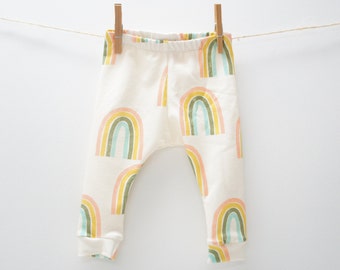 Leggings - Baby/Toddler/Kids Leggings, STELLA print, mod rainbows on off white