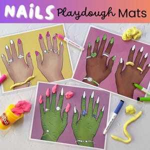 NAILS PLAYDOUGH MATS Play Dough Play Doh Playdoh Printable Activities Early Childhood Education Toddler Preschool Fine Motor Skills Fidget