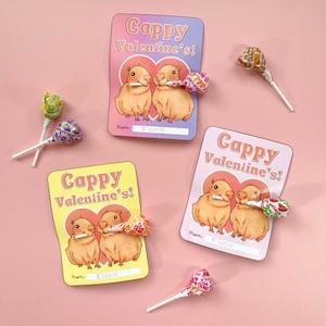 Tarjeta de regalo con forma de piruleta de capibara para el aula de San Valentín para niños, regalo para niños para fiestas escolares, regalo para amantes de las capibaras