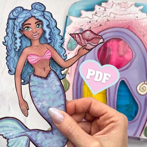 Paperdoll Dollhouse Quietbook Mermaid DIY Quiet Book Toy | Printable PDF Craft Kit for Girls 6-12 Years | Digital Download