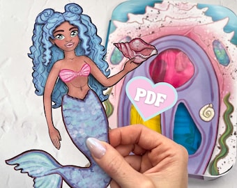 Mermaid Paper Dollhouse Quiet Book | Printable DIY Craft Kit (PDF Download)