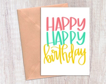 Editable &amp; Printable Happy Birthday Card / Instant Download - Etsy