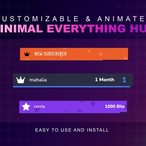 Minimal Alles HUD | Personalisierbar & Animiert | Benachrichtigungen, Letzte Ereignisse, Tore, U-Bahn, Social Media Rotator | Twitch-Streaming VTuber