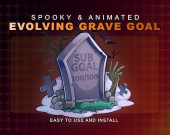 Halloween Evolving Grave Goal | Twitch Stream Decoration | Donation Tip Sub & More | VTuber Ready | Hand Drawn | Cute Kawaii Spooky Animated