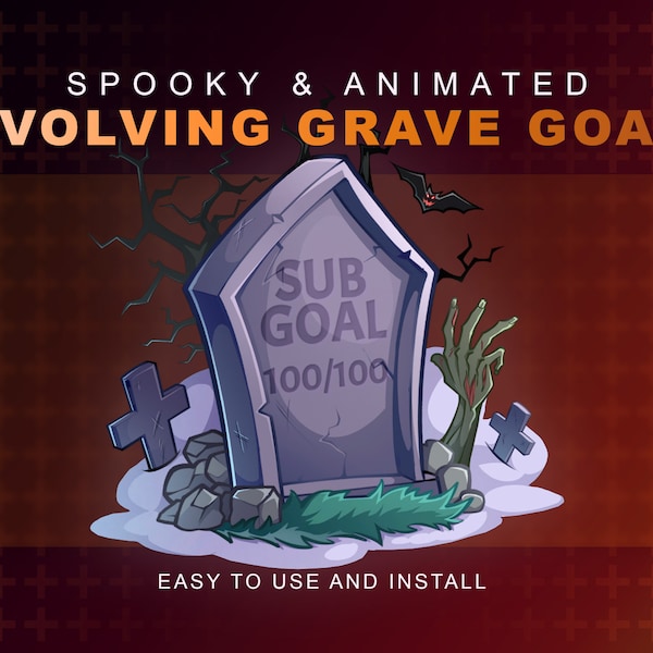 Objectif grave évolutif d’Halloween | Décoration de flux Twitch | Conseils pour les dons et plus | Prêt pour VTuber | Dessiné à la main | Mignon Kawaii Effrayant Animé