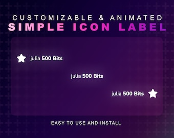Eenvoudig pictogramlabel | Minimale ontwerpanimaties | Twitch Streamelements | Volledig aanpasbaar | Volg de subtip Cheer & More | Klaar voor VTuber