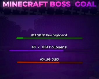 Minecraft Boss Bar Goal Widget for Twitch | Show your current goals to Chat! | Donations, Follows, Subs & More!