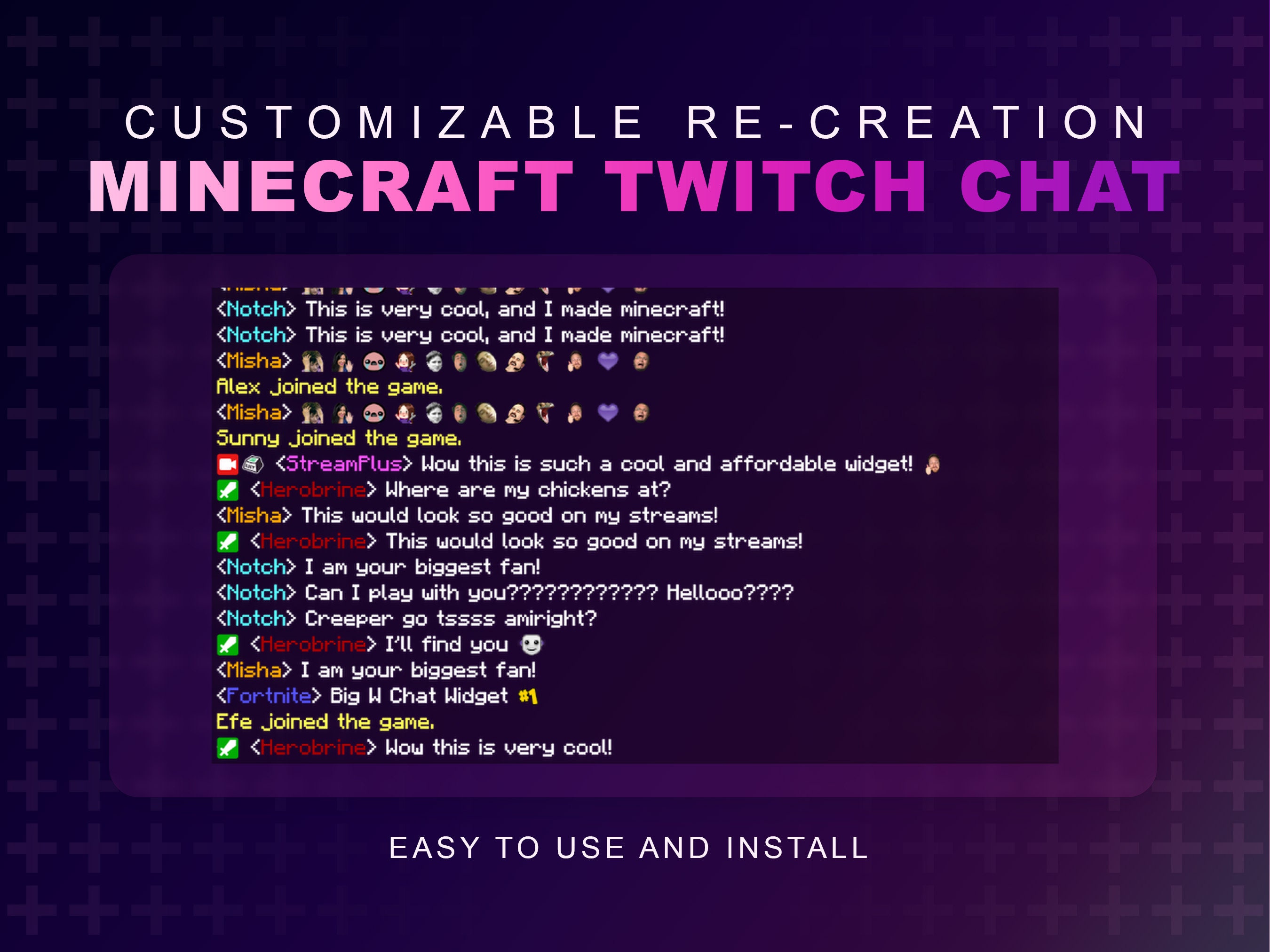 Minecraft Twitch Chat | Perfect For Minecraft Livestreams | Nostalgia Feeling | Immerse Chat In Game | Twitch OBS Streamelements Compatable